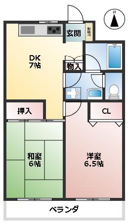 VILLA DE BRILLANT(2DK/2階)の間取り写真