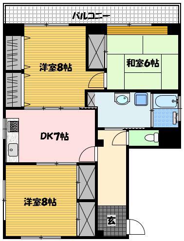 大久保本原町ビル(3DK/3階)の間取り写真