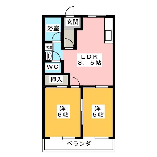 エスポワールオクダ1(2LDK/1階)の間取り写真