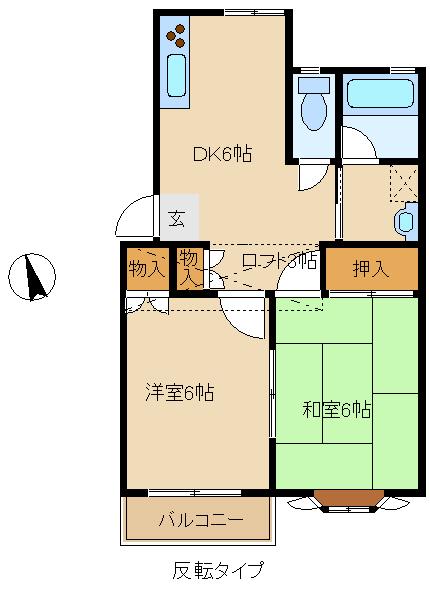 ジュネス桜木(2DK/2階)の間取り写真