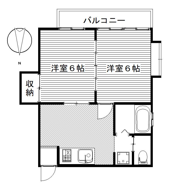 三樹ハイツ天川(2DK/2階)の間取り写真