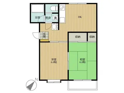 コーポドリーム(2DK/1階)の間取り写真