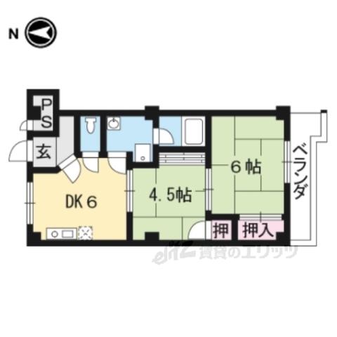 レジデンスヤマテ(2DK/3階)の間取り写真