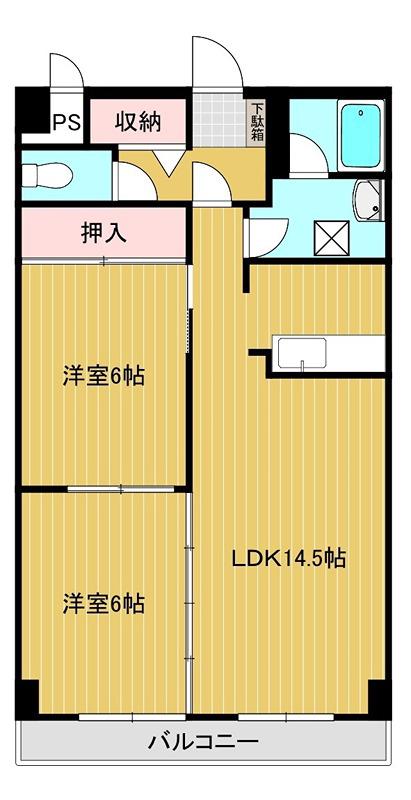 土屋ビル北見(2LDK/3階)の間取り写真