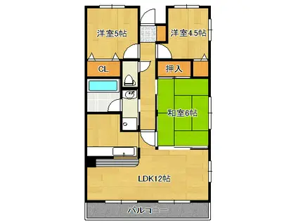 ファンタジーグリーンパレス(3LDK/6階)の間取り写真