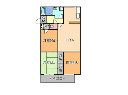 昭和ファミリーハイツ(3LDK/2階)の間取り写真