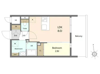 レジデンス花畑(1DK/7階)の間取り写真