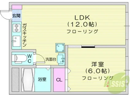 メゾンエスポワール(1LDK/1階)の間取り写真