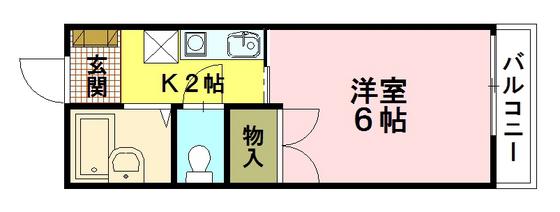 コーポ船越(1K/1階)の間取り写真