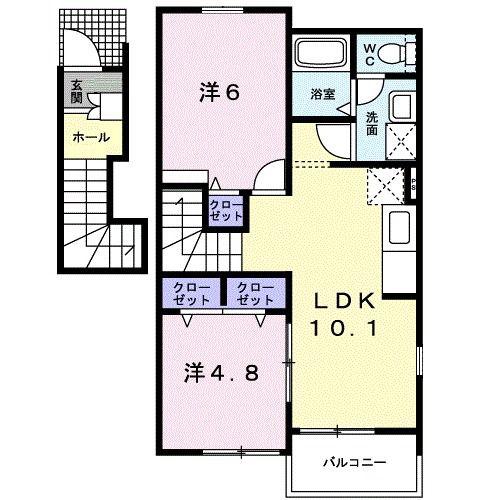 サンパティークII(2LDK/2階)の間取り写真