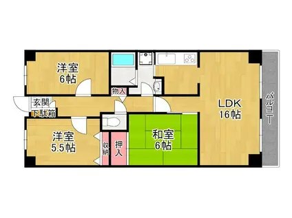 PHOENIX COURT交野II 南棟(3LDK/1階)の間取り写真