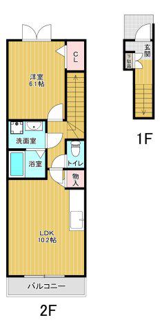 チェリーあい(1LDK/2階)の間取り写真