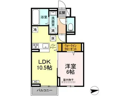 セレスティア八木田(1LDK/1階)の間取り写真