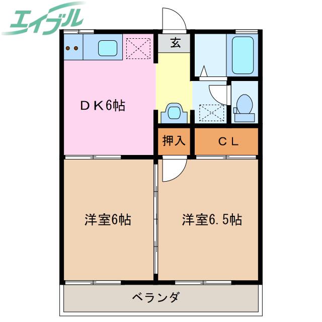 メゾン ド さくら(2K/2階)の間取り写真