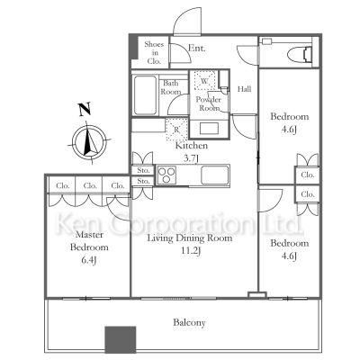 WORLD TOWER RESIDENCE(3LDK/35階)の間取り写真