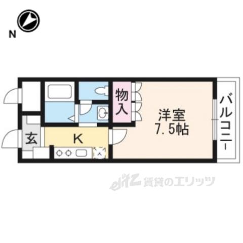 サンハイツオクヤマⅡ(1K/1階)の間取り写真