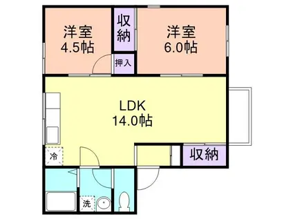 セジュールのざきA棟(2LDK/2階)の間取り写真