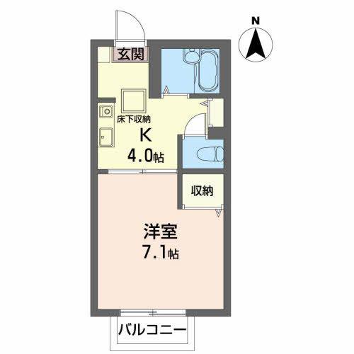 シャトルサンフジ(1K/1階)の間取り写真