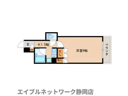 ホリホックイン安西(1K/3階)の間取り写真