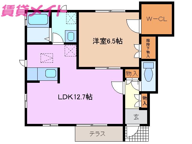 ブルースカイII(1LDK/1階)の間取り写真