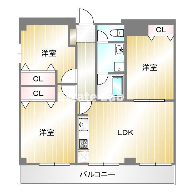 澤村マンション(3LDK/7階)の間取り写真