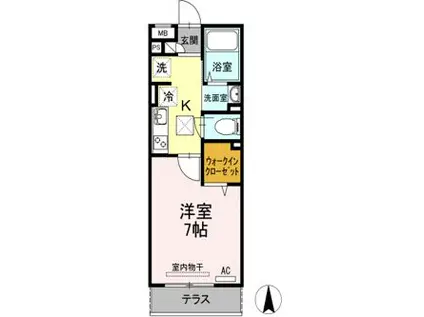 夢りんどうV(1K/1階)の間取り写真