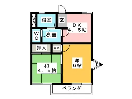 SAKYO大坪町(2DK/2階)の間取り写真
