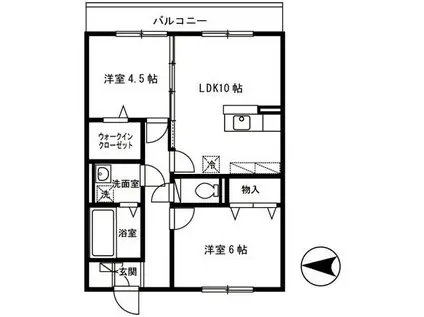 レフィナードカルチェ(2LDK/3階)の間取り写真
