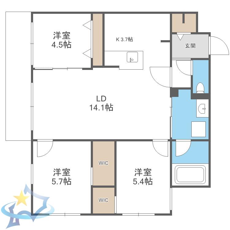 HIGH RESIDENCE YAMAHANA(3LDK/3階)の間取り写真