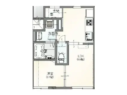 フルスタII(1LDK/1階)の間取り写真