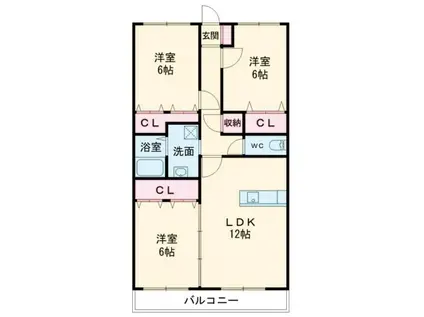 インペリアル上の原(3LDK/3階)の間取り写真
