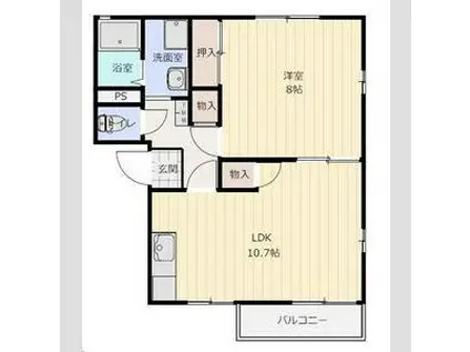 ロジュマンC(1LDK/1階)の間取り写真