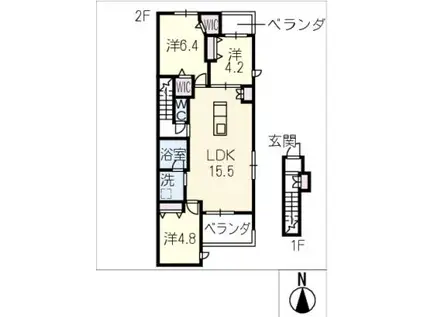 GRANDE VILLA山の手(3LDK/2階)の間取り写真