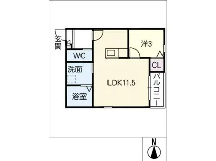 LECOCON桑名V(1LDK/2階)の間取り写真