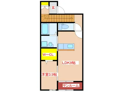 JR鹿児島本線 神村学園前駅 徒歩14分 2階建 築1年(1LDK/2階)の間取り写真