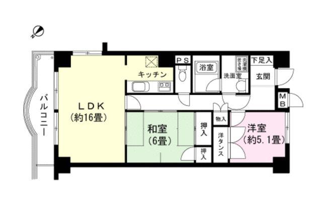 エクセレントプラザ湯河原6番館(2LDK/1階)の間取り写真