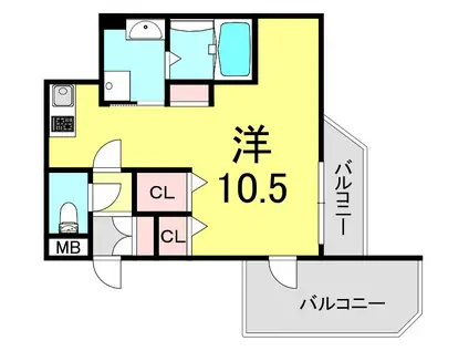 ウィスティリアコート神戸II(ワンルーム/3階)の間取り写真