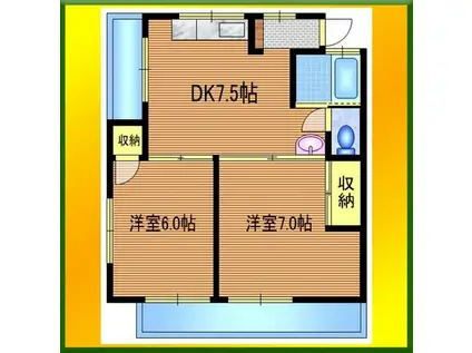 ヴィラ・プルニエ(2DK/1階)の間取り写真