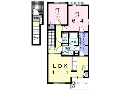 グッドライフ瀬戸A(2LDK/2階)の間取り写真