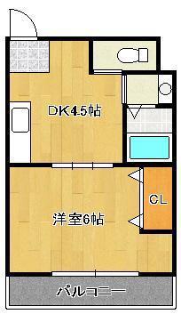 第61川崎ビル(1DK/7階)の間取り写真
