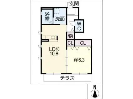 サンシャイン ヒル 帷子I棟(1LDK/1階)の間取り写真