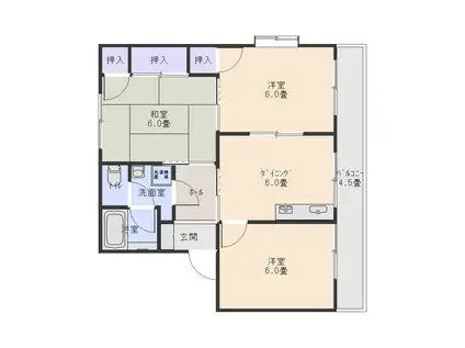 ハイツ静(3DK/2階)の間取り写真