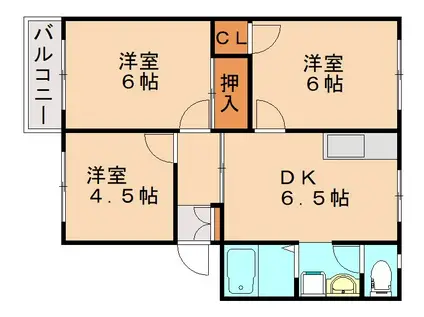 グリンアベニューII(3DK/1階)の間取り写真