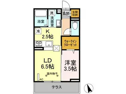 ルミエール篭田(1LDK/3階)の間取り写真