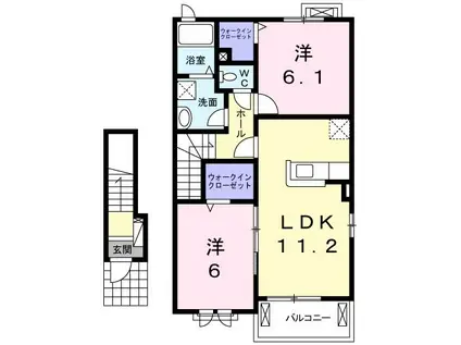 サニーハイツSEINAI II(2LDK/2階)の間取り写真