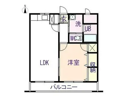 ピースタウン・ラ・グランコート(1LDK/1階)の間取り写真