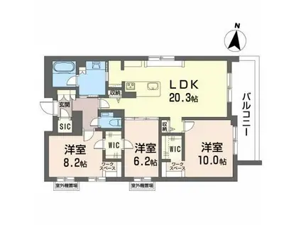 シャーメゾン新瑞橋(3LDK/4階)の間取り写真