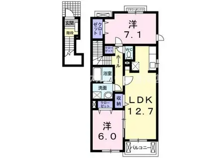 LUCIOLE(2LDK/2階)の間取り写真