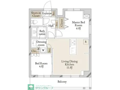 KI-LIGHT KINSHICHO(2LDK/4階)の間取り写真