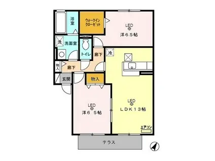 ベルジェI/II(2LDK/1階)の間取り写真